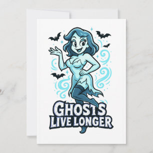 Cartoon Button-Up-Ghost - Ghosts Live länger Einladung