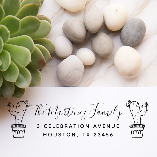 Cartoon Cactus Familienname & Rücksendeadresse Permastempel (Von Creator hochgeladen)