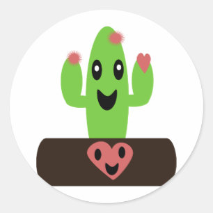 Cartoon Cactus Runder Aufkleber