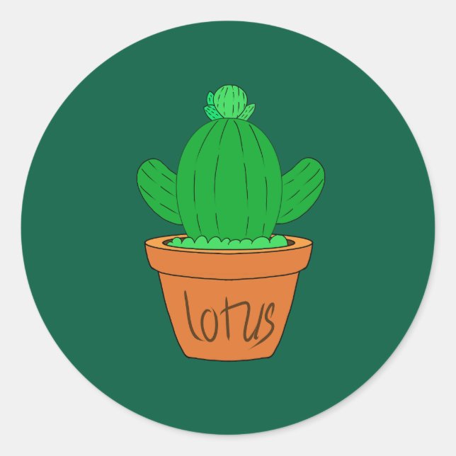 Cartoon cactus runder aufkleber (Vorderseite)