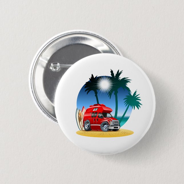 Cartoon Camper Button (Vorne & Hinten)