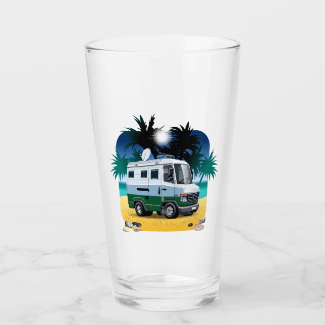 Cartoon Camper Glas (Vorderseite)