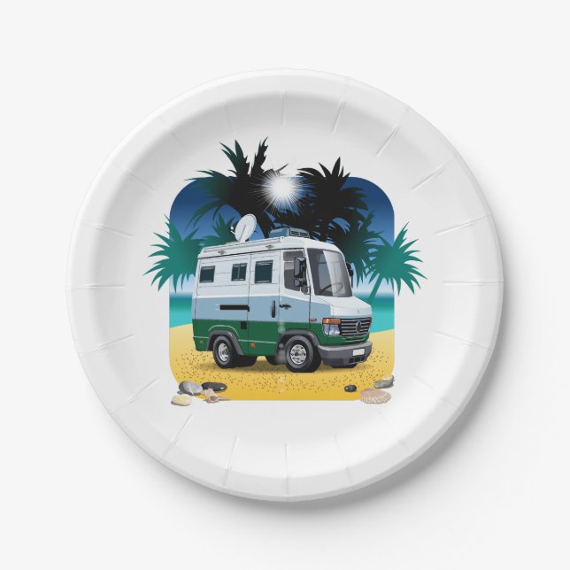 Cartoon Camper Pappteller (Vorderseite)