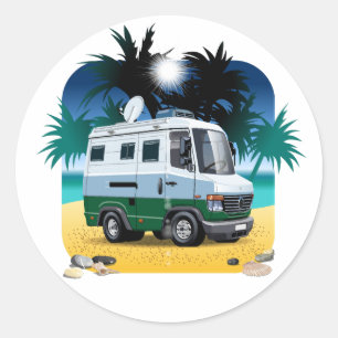 Cartoon Camper Runder Aufkleber