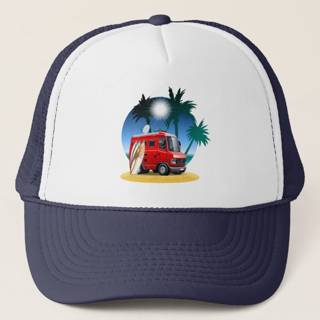 Cartoon Camper Truckerkappe (Vorderseite)