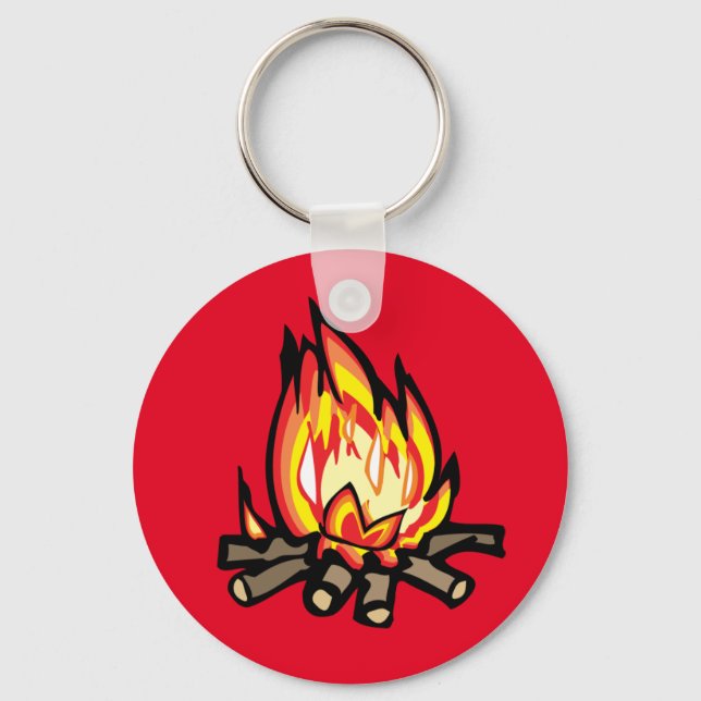 Cartoon Campfire brennende Orangen Gelb Keyc Schlüsselanhänger (Vorderseite)