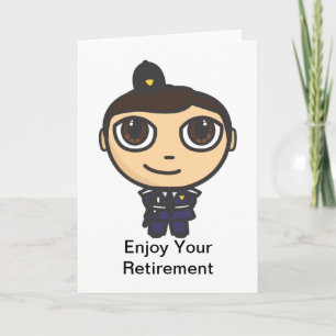 Cartoon Caractère Police Carte de retraite