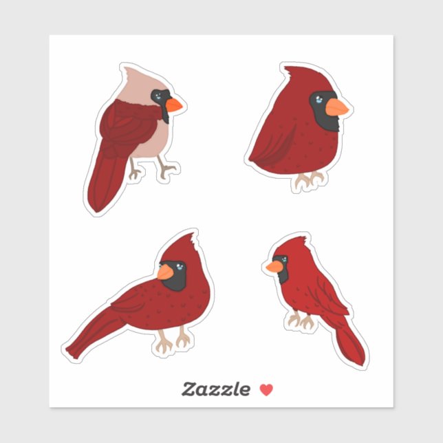 Cartoon Cardinal Sticker Pack (Blatt)