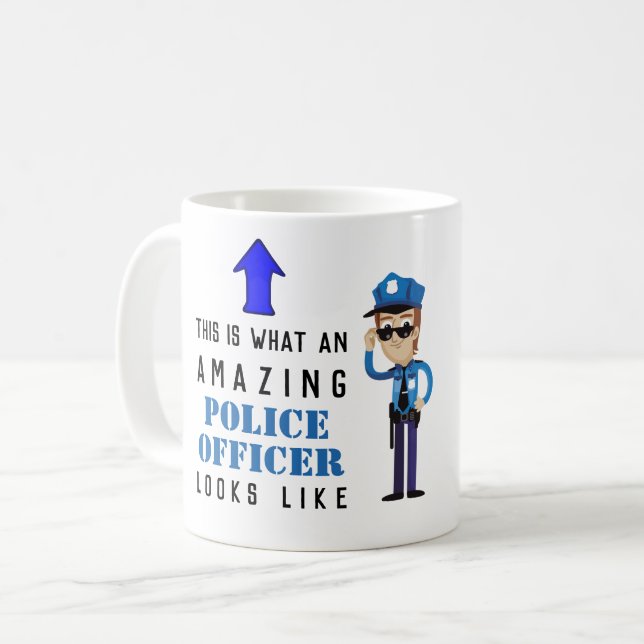 Cartoon CARICATURE Custom MALE POLICE Officer Kaffeetasse (Vorderseite Links)