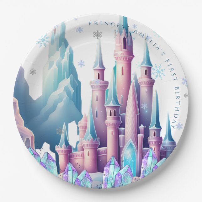  Cartoon Castle 1st Birthday Paper Pappteller (Vorderseite)