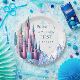  Cartoon Castle 1st Frozen Kingdom Birthday Paper Pappteller