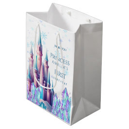 Cartoon Castle Frozen Kingdom 1st Birthday Mittlere Geschenktüte
