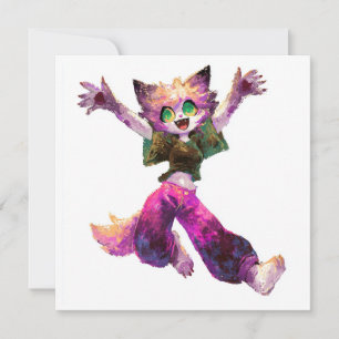 Cartoon Cat Dance Party Theme Einladung