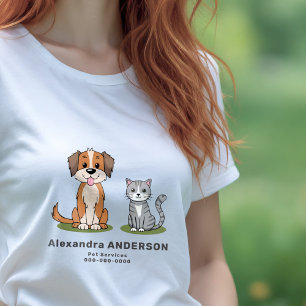 Cartoon Cat & Dog - Haustierdienste Tri-Blend Shirt