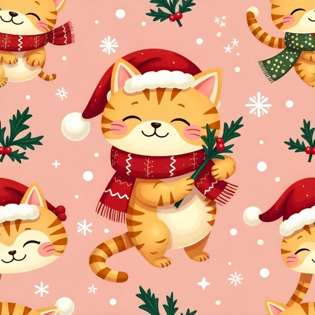 Cartoon Cat  Feiertagskarte (Cute Christmas Cat!)