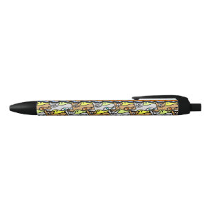 Cartoon Cat & Fish Cust. BG Farbstift Kugelschreiber