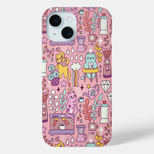 Cartoon Cat Fun on Pink Case-Mate iPhone Hülle