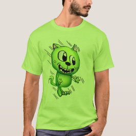 Cartoon Cat Green T-Shirt