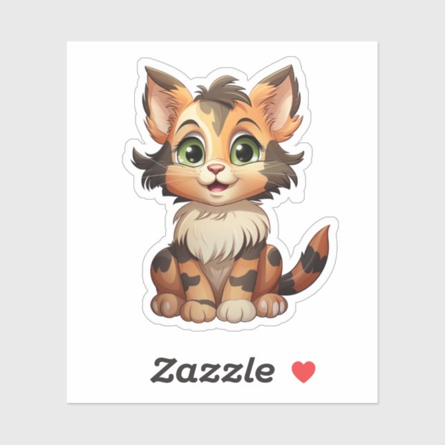 Cartoon Cat Illustration Aufkleber (Blatt)