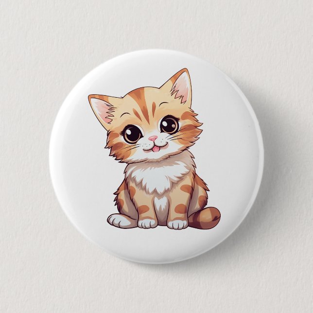 Cartoon Cat Illustration Button (Vorderseite)