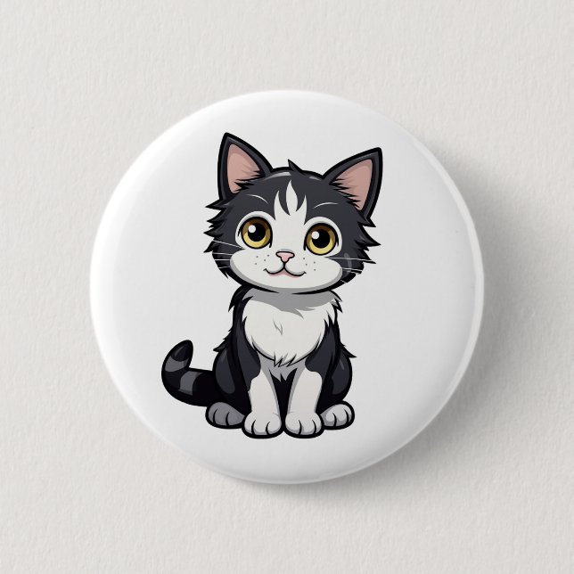 Cartoon Cat Illustration Button (Vorderseite)