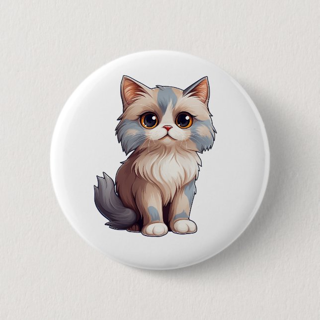 Cartoon Cat Illustration Button (Vorderseite)
