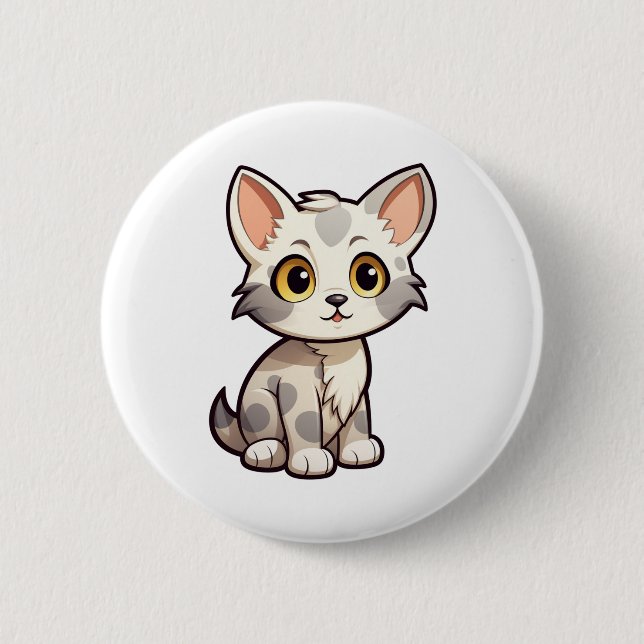 Cartoon Cat Illustration Button (Vorderseite)