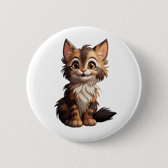 Cartoon Cat Illustration Button (Vorderseite)