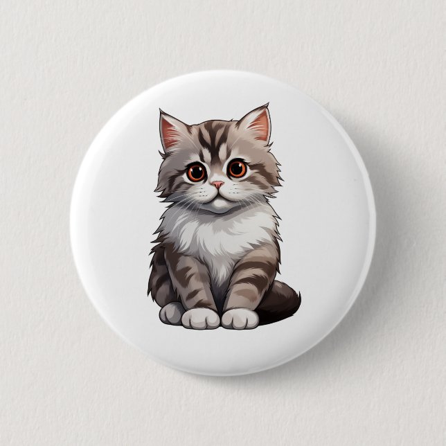 Cartoon Cat Illustration Button (Vorderseite)