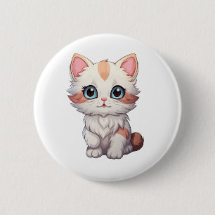 Cartoon Cat Illustration Button
