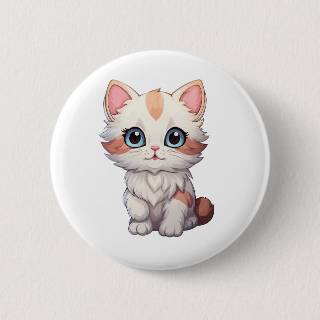 Cartoon Cat Illustration Button (Vorderseite)
