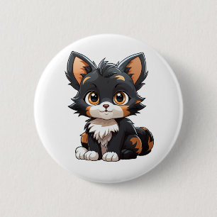 Cartoon Cat Illustration Button
