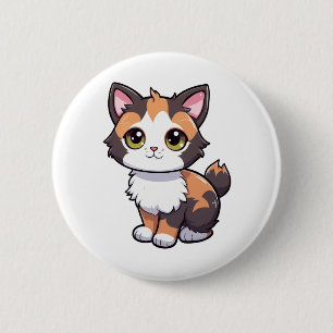 Cartoon Cat Illustration Button