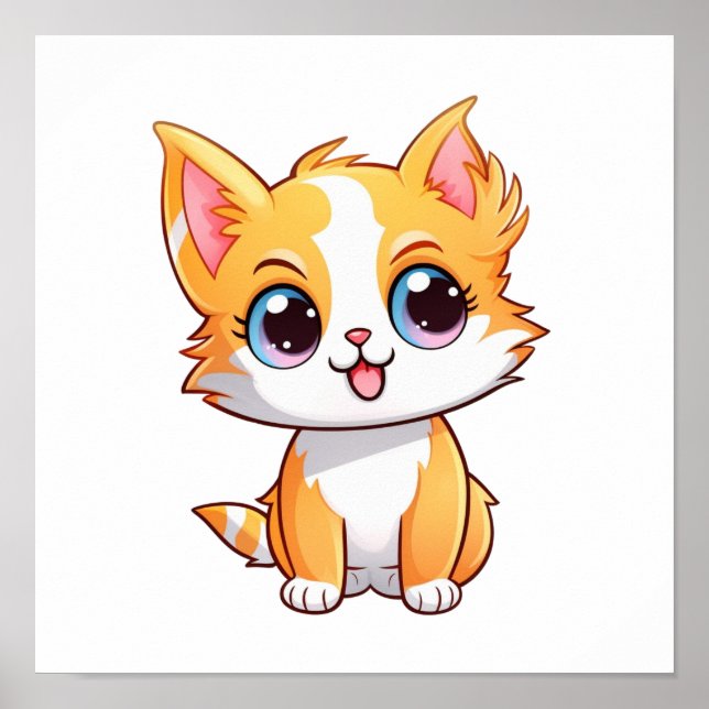 Cartoon Cat Illustration Poster (Vorne)