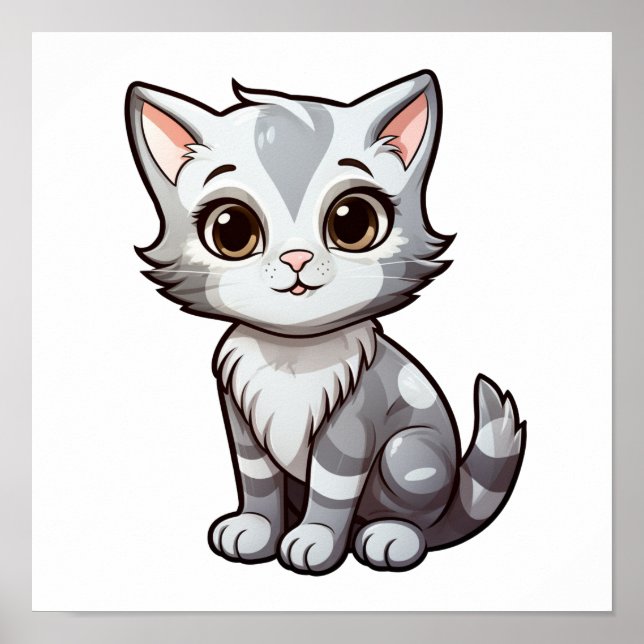 Cartoon Cat Illustration Poster (Vorne)