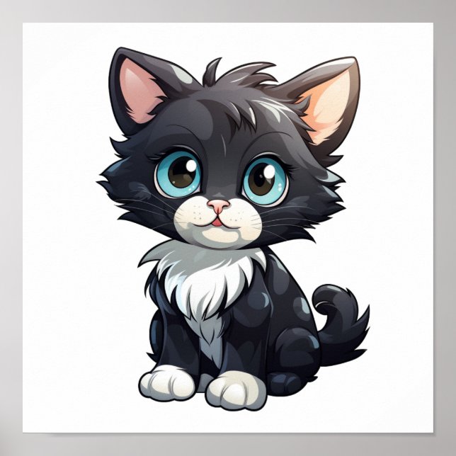 Cartoon Cat Illustration Poster (Vorne)