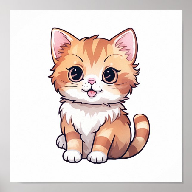Cartoon Cat Illustration Poster (Vorne)