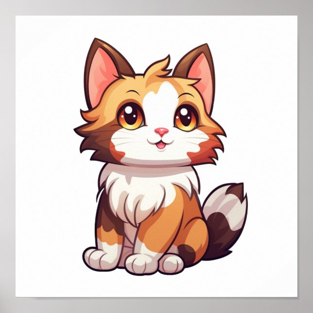 Cartoon Cat Illustration Poster (Vorne)