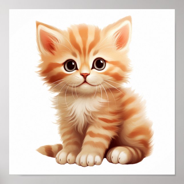 Cartoon Cat Illustration Poster (Vorne)