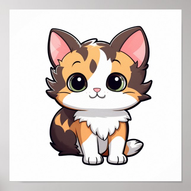 Cartoon Cat Illustration Poster (Vorne)