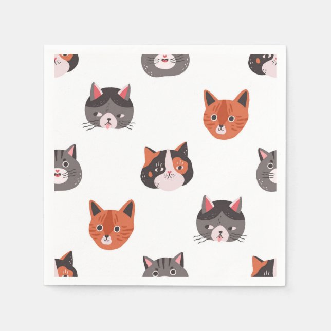Cartoon Cat Illustration Serviette (Vorderseite)