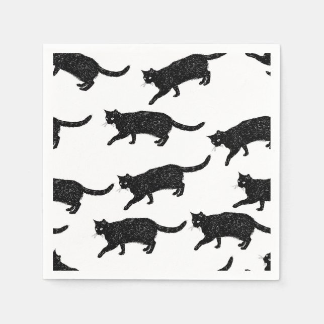Cartoon Cat Illustration Serviette (Vorderseite)