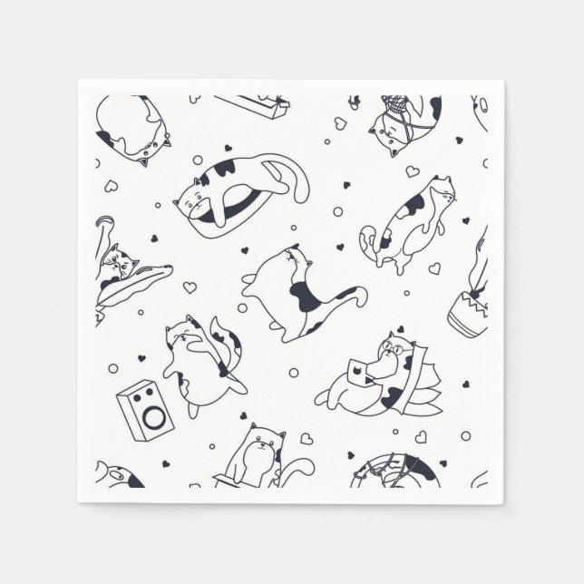 Cartoon Cat Illustration Serviette (Vorderseite)