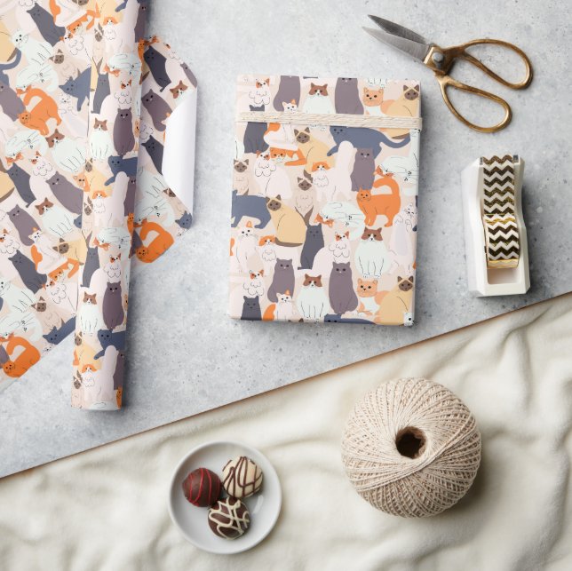 Cartoon Cat Pet Muster Geschenk Geschenkpapier (Kunsthandwerk)