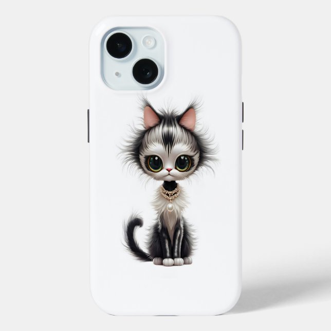 Cartoon Cat with Pearl Necklace Case-Mate iPhone Hülle (Rückseite)