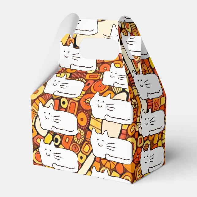 Cartoon Cats Doodle Line Drawing Favor Boxes Geschenkschachtel (Vorderseite)