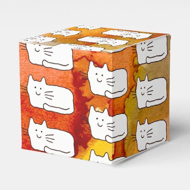 Cartoon Cats Doodle Line Drawing Favor Boxes Geschenkschachtel (Vorderseite)