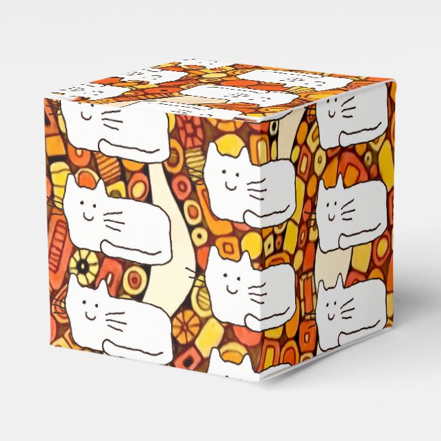 Cartoon Cats Doodle Line Drawing Favor Boxes Geschenkschachtel (Vorderseite)