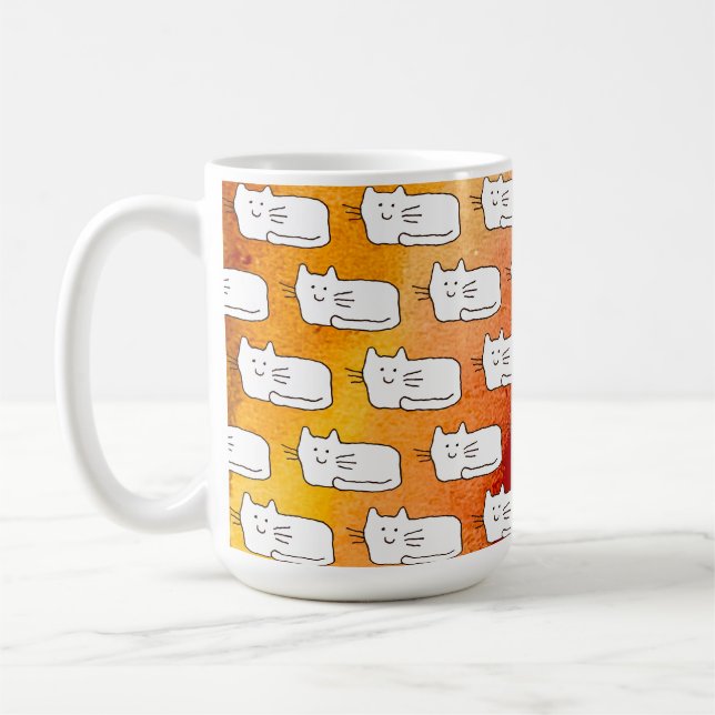 Cartoon Cats Doodle Line Drawing Kaffeetasse (Links)
