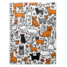 Cartoon Cats & Doodles Notebook Notizblock